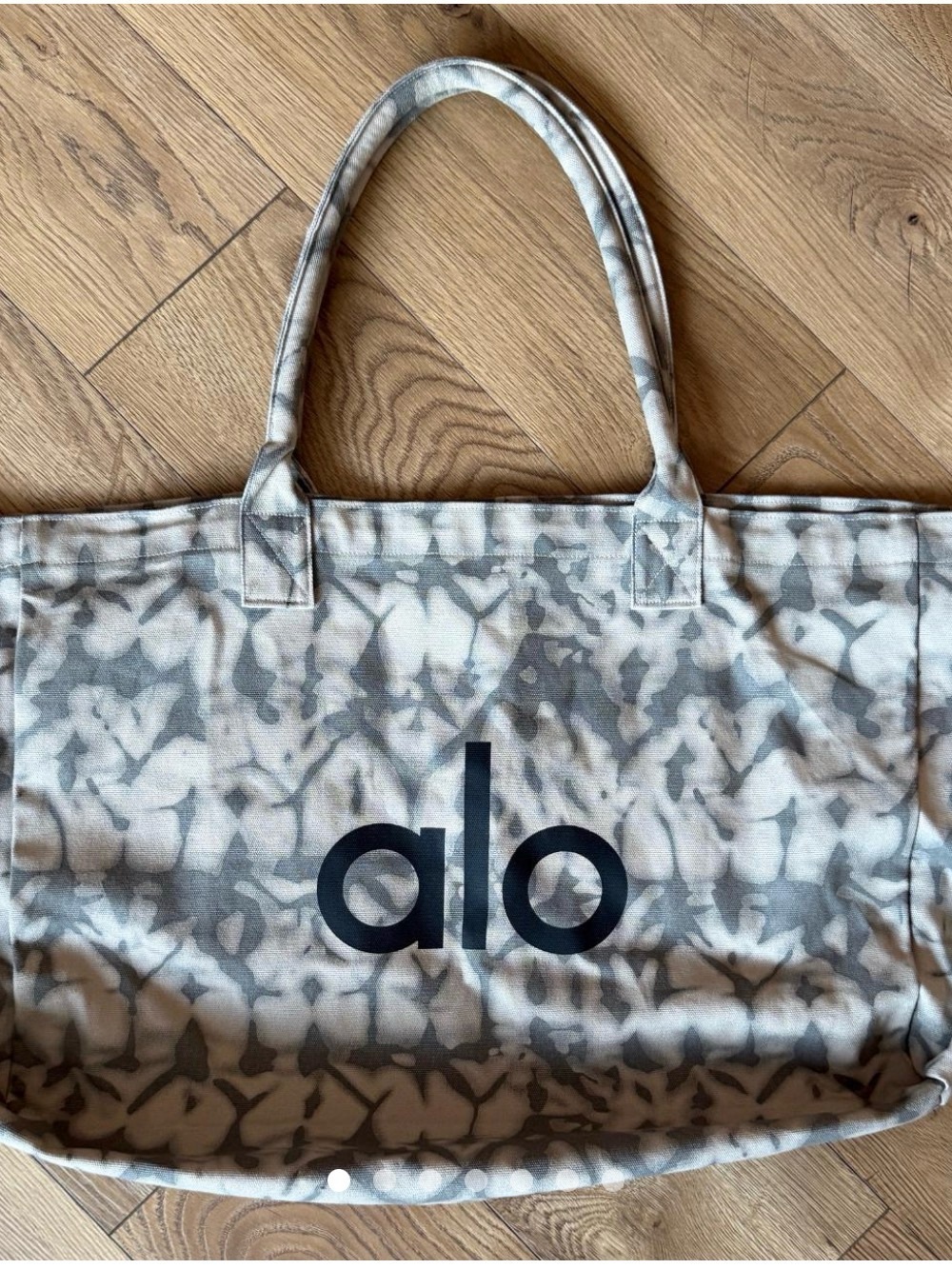 ALO Yoga Grey Tie-Dye Canvas Tote with Black Logo